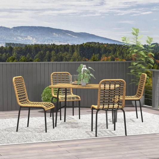 Outsunny 5 Pcs Rattan Outdoor Dining Set Patio Conservator