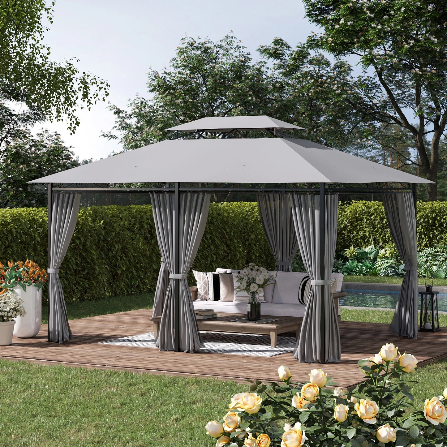 Outsunny 4m x 3(m) Metal Gazebo Canopy Party