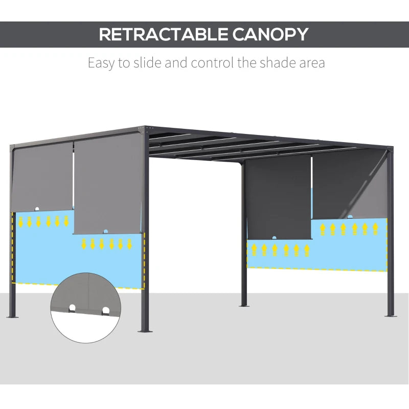 Outsunny 3m x 4m Metal Pergola with Retractable Roof, LED Lights