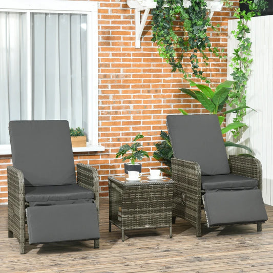 Outsunny 3 Pieces Rattan Bistro Set Balcony