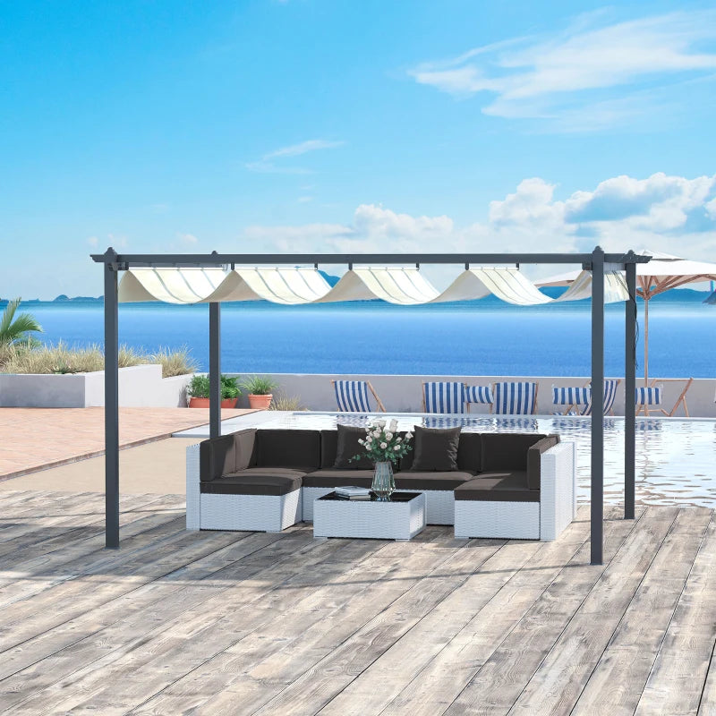 Outsunny 4 x 3(m) Aluminium Pergola with Retractable Roof