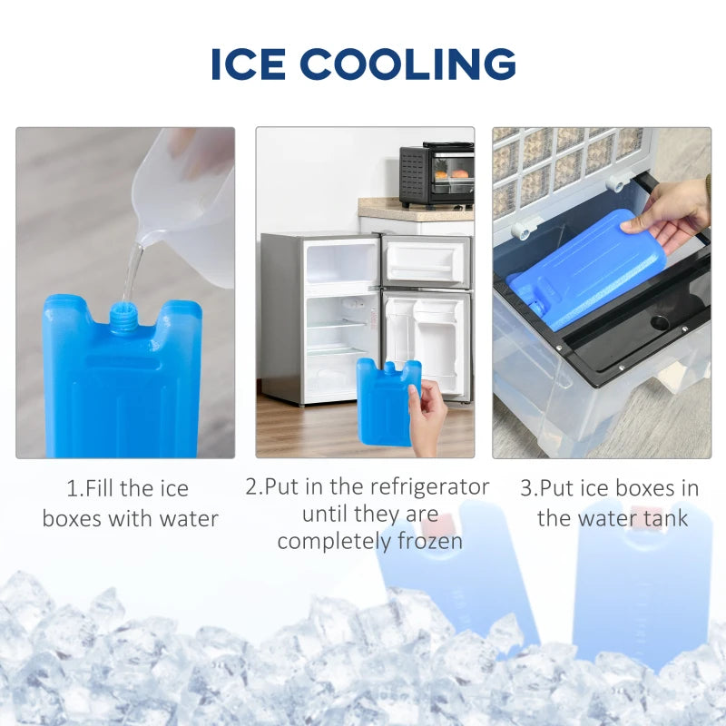 HOMCOM Mobile Air Cooler, 12L Tank Evaporative Ice Cooling Fan Water Conditioner Humidifier Unit with 3 Modes