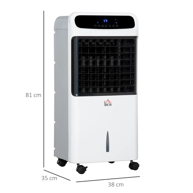 HOMCOM Mobile Air Cooler, 12L Tank Evaporative Ice Cooling Fan Water Conditioner Humidifier Unit with 3 Modes