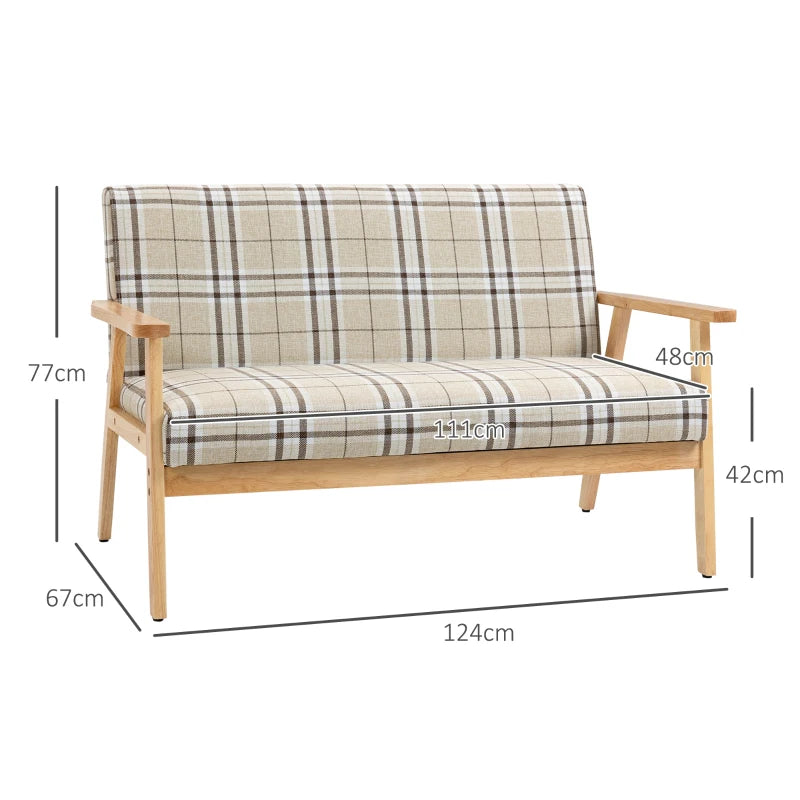 HOMCOM Compact Loveseat Couch Double Seat Sofa with Lattice Pattern