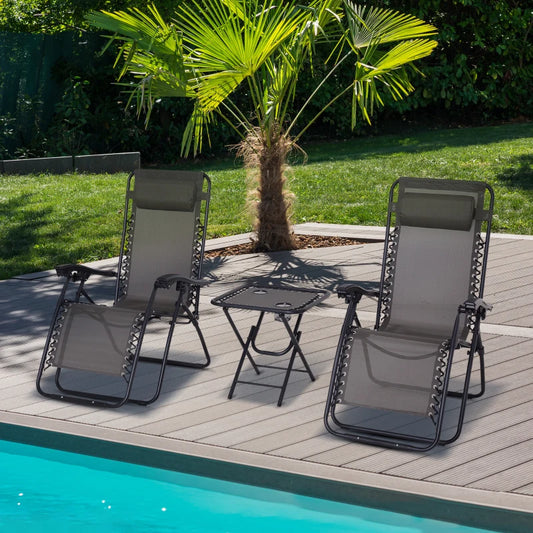 Outsunny 3pcs Folding Zero Gravity Chairs Sun Lounger