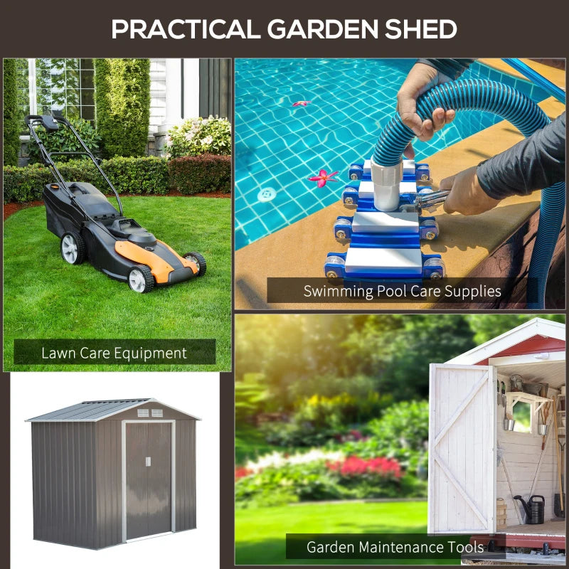 Outsunny 7ft x 4ft Lockable Garden Metal Storage Shed