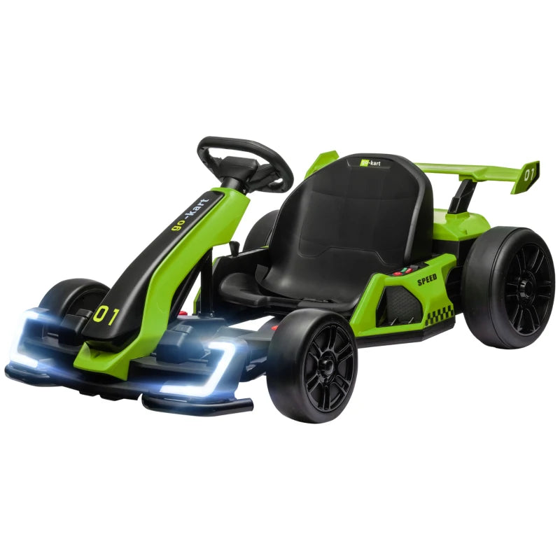 HOMCOM 24V Electric Go Kart for Kids with Adjustable Seat for 6-12 Years Old