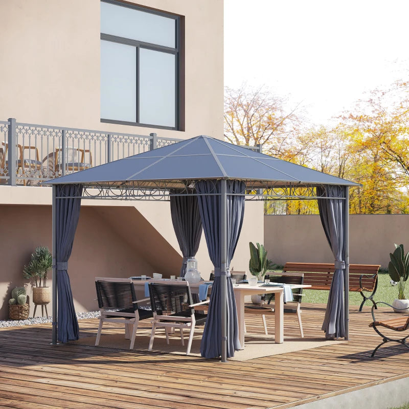 Outsunny 3 x 3(m) Hardtop Gazebo with UV Resistant Polycarbonate Roof