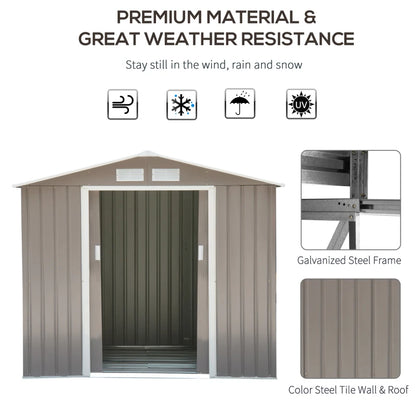 Outsunny 7ft x 4ft Lockable Garden Metal Storage Shed