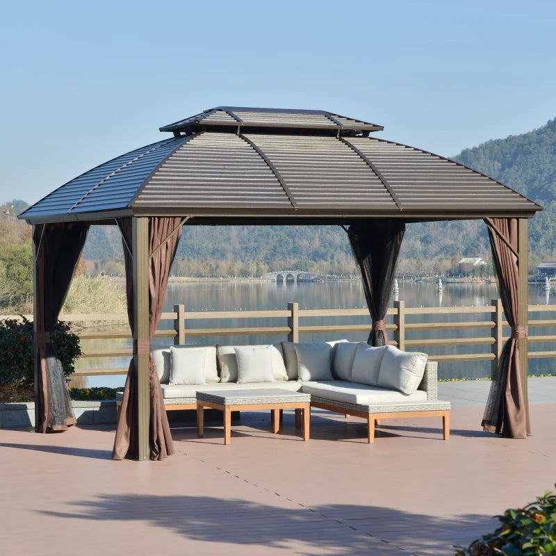 Outsunny 3.65 x 3(m) Hardtop Steel Gazebo Canopy