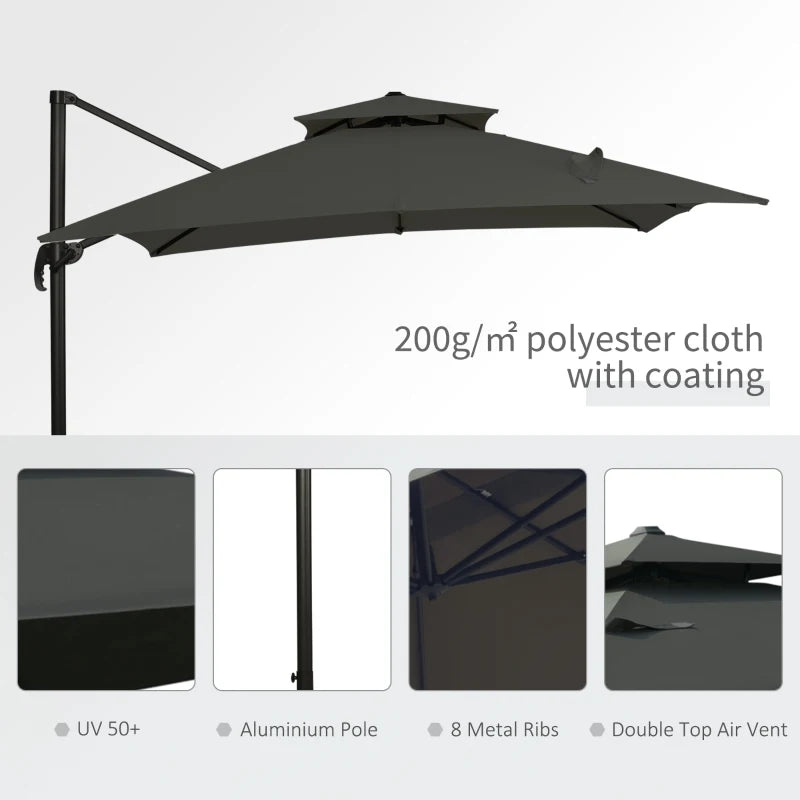 Outsunny Cantilever Parasol 360 Degree Rotation