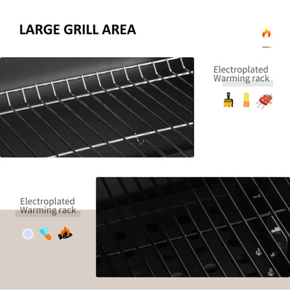 Outsunny Charcoal Grill BBQ Trolley with Adjustable Charcoal Grate