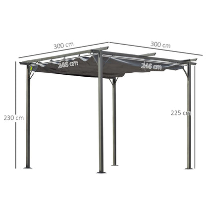 Outsunny 3 x 3(m) Metal Pergola with Retractable Roof