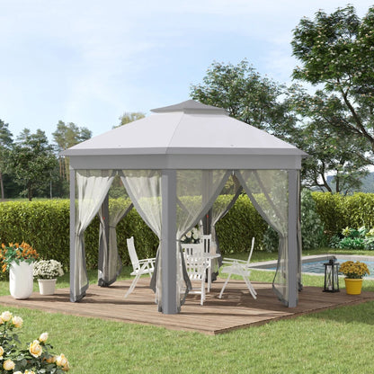 Outsunny 3 x 4m Metal Frame Hexagon Gazebo