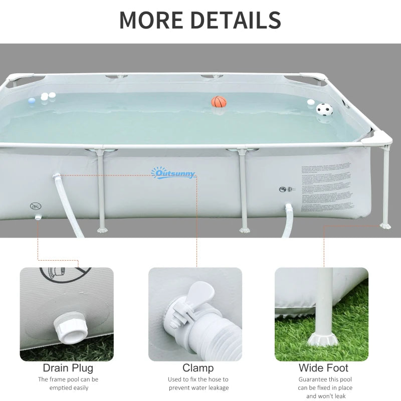 Outsunny Steel Frame Pool with Filter Pump, Filter Cartridge