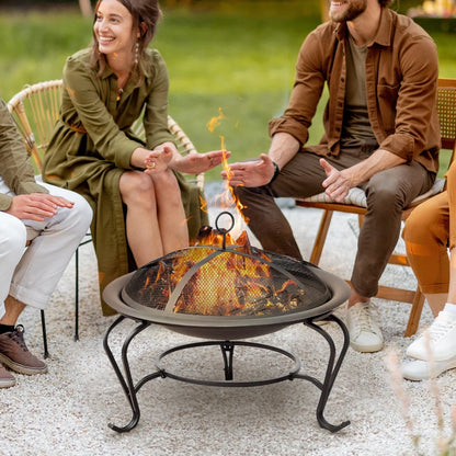 Outsunny Metal Firepit Bowl Outdoor Round Fire Pit