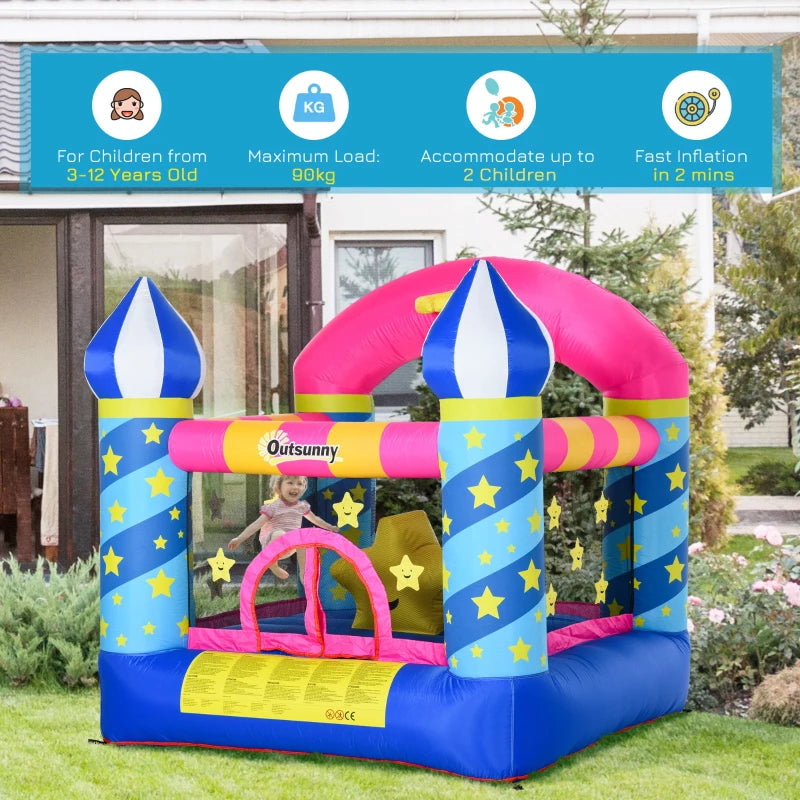 Outsunny Kids Bouncy Castle, Inflatable Trampoline with Blower