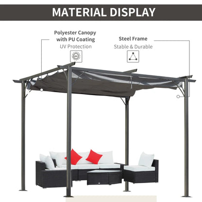 Outsunny 3 x 3(m) Metal Pergola with Retractable Roof