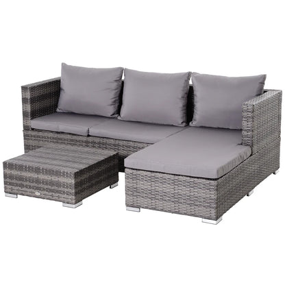 Outsunny 3PC Rattan Garden Furniture Storage Sofa Set