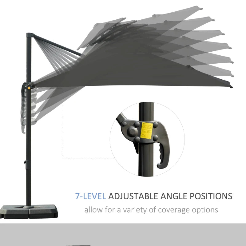 Outsunny Cantilever Parasol 360 Degree, Weighted Base and Cover Included