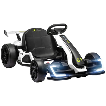 HOMCOM 24V Electric Go Kart for Kids with Adjustable Seat for 6-12 Years Old