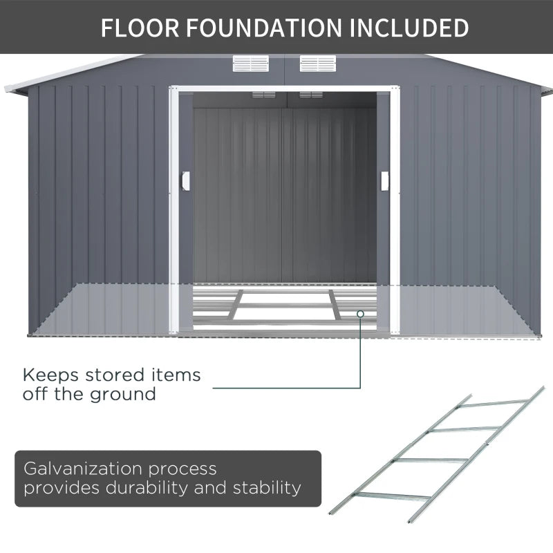 Outsunny 13 x 11ft Metal Garden Shed