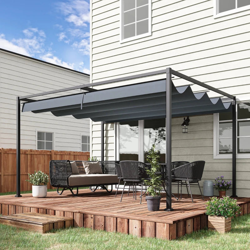 Outsunny 4 x 3(m) Metal Outdoor Pergola with Retractable Roof