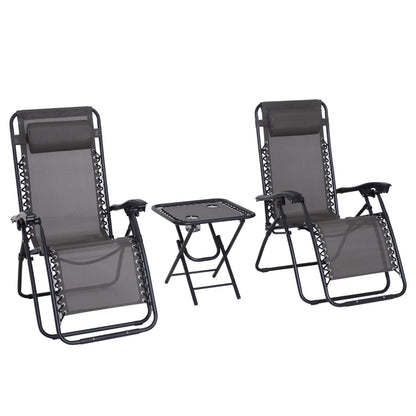 Outsunny 3pcs Folding Zero Gravity Chairs Sun Lounger