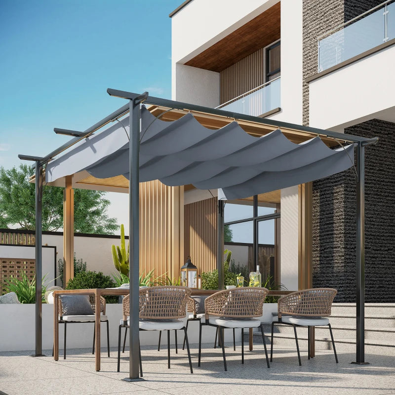 Outsunny 3 x 3(m) Metal Pergola with Retractable Roof