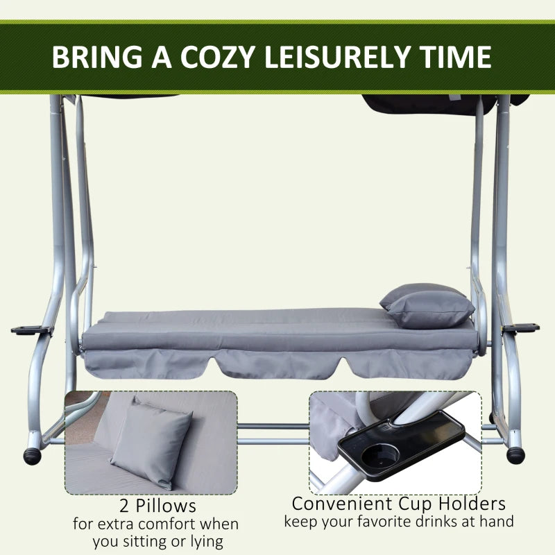 Outsunny 2-in-1 Garden Swing Seat Bed