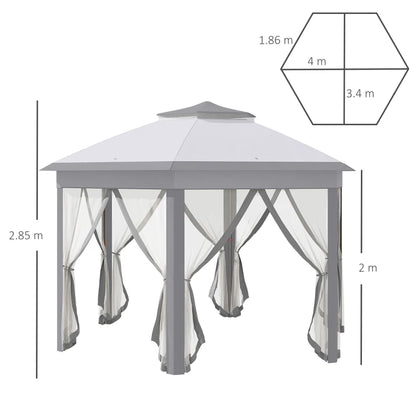 Outsunny 3 x 4m Metal Frame Hexagon Gazebo