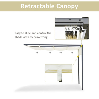 Outsunny 3 x 3(m) Outdoor Pergola Retractable Canopy Wall Mounted