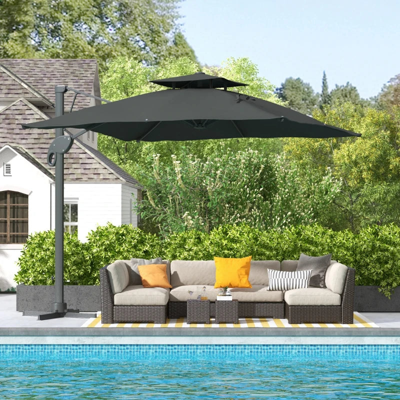 Outsunny Garden Parasol, 3(m) Cantilever Parasol with Hydraulic Mechanism