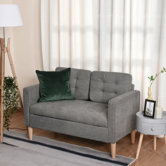 HOMCOM Modern 2 Seater Sofa with Hidden Storage