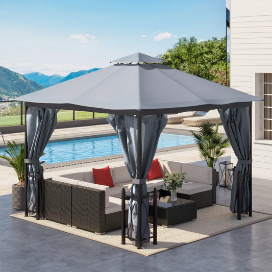 Outsunny 4 x 3.35(m) Patio Metal Gazebo Canopy