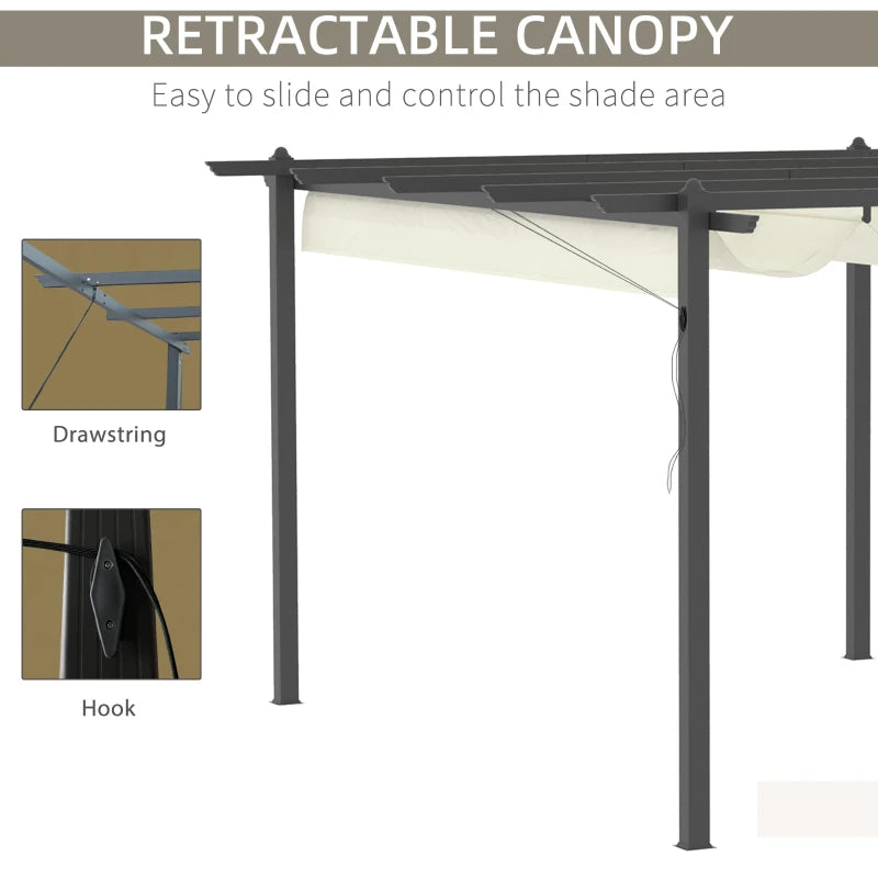 Outsunny 4 x 3(m) Aluminium Pergola with Retractable Roof