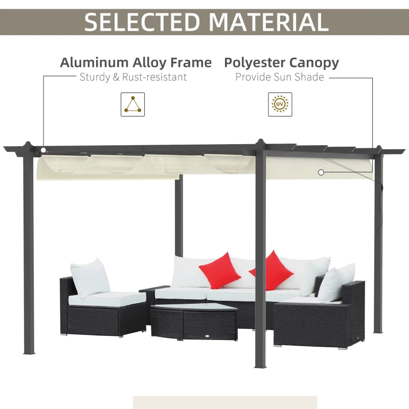 Outsunny 4 x 3(m) Aluminium Pergola with Retractable Roof