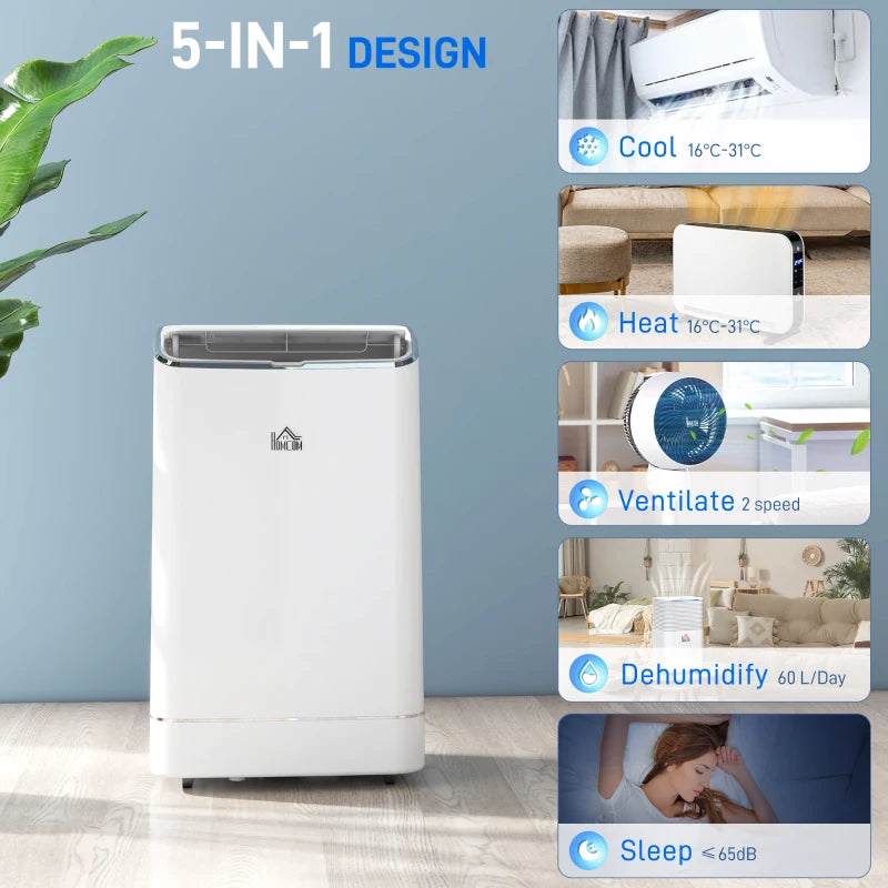 HOMCOM 5-in-1 Portable Air Conditioner 14,000 BTU with WiFi Compatible