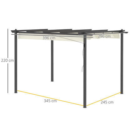 Outsunny 4 x 3(m) Aluminium Pergola with Retractable Roof