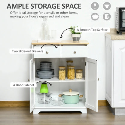 HOMCOM Kitchen Floor Cabinet Side Storage Cupboard