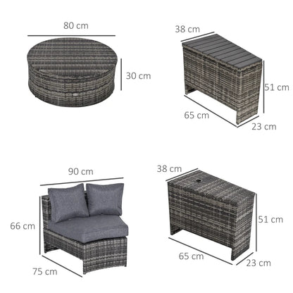 Outsunny 8 Pieces Outdoor PE Rattan Wicker Patio Sofa