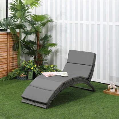 Outsunny Outdoor PE Rattan Sun Lounger