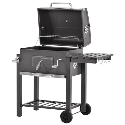 Outsunny Charcoal Grill BBQ Trolley with Adjustable Charcoal Grate