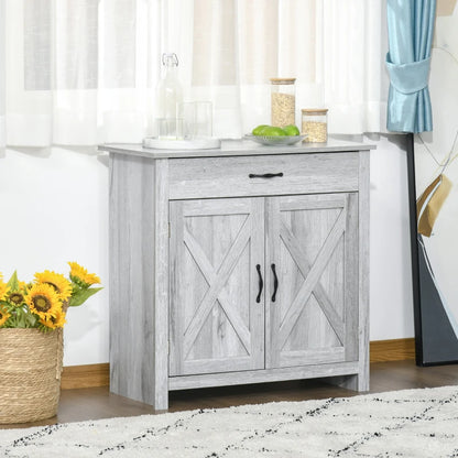 HOMCOM Farmhouse Barn Door Sideboard