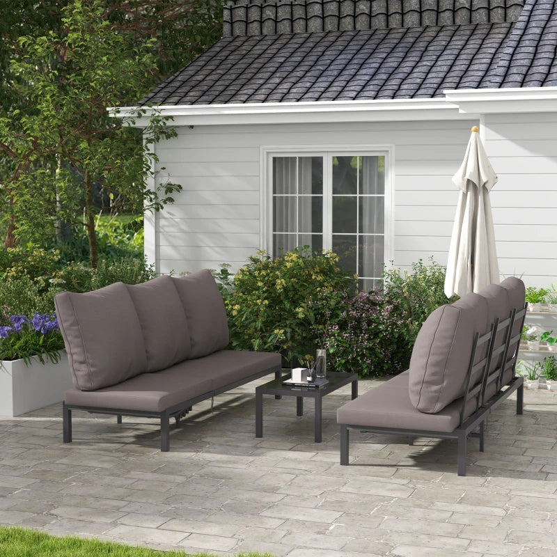 Outsunny Three-Piece Aluminium Lounger Set