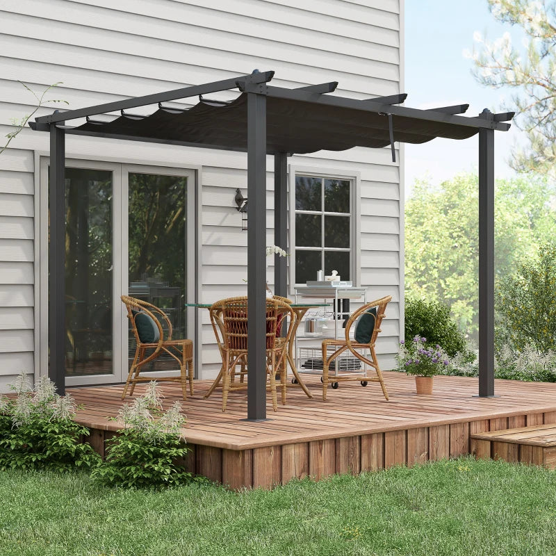 Outsunny 3 x 3m Aluminium Pergola with Retractable Roof