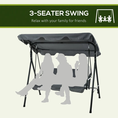 Outsunny Three-Seater Garden Swing Chair, with Adjustable Canopy