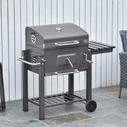 Outsunny Charcoal Grill BBQ Trolley with Adjustable Charcoal Grate