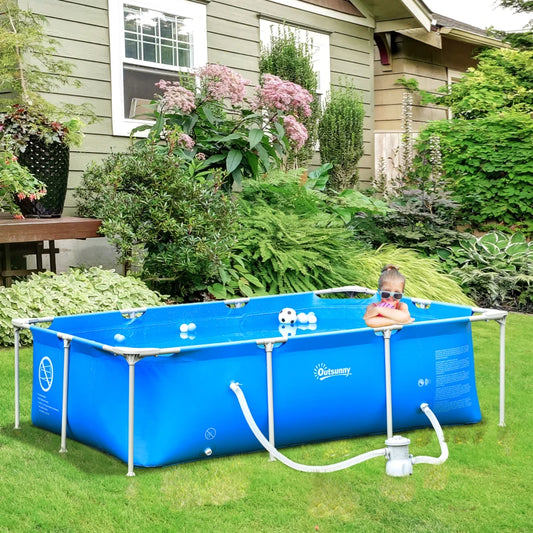 Outsunny Steel Frame Pool with Filter Pump, Filter Cartridge