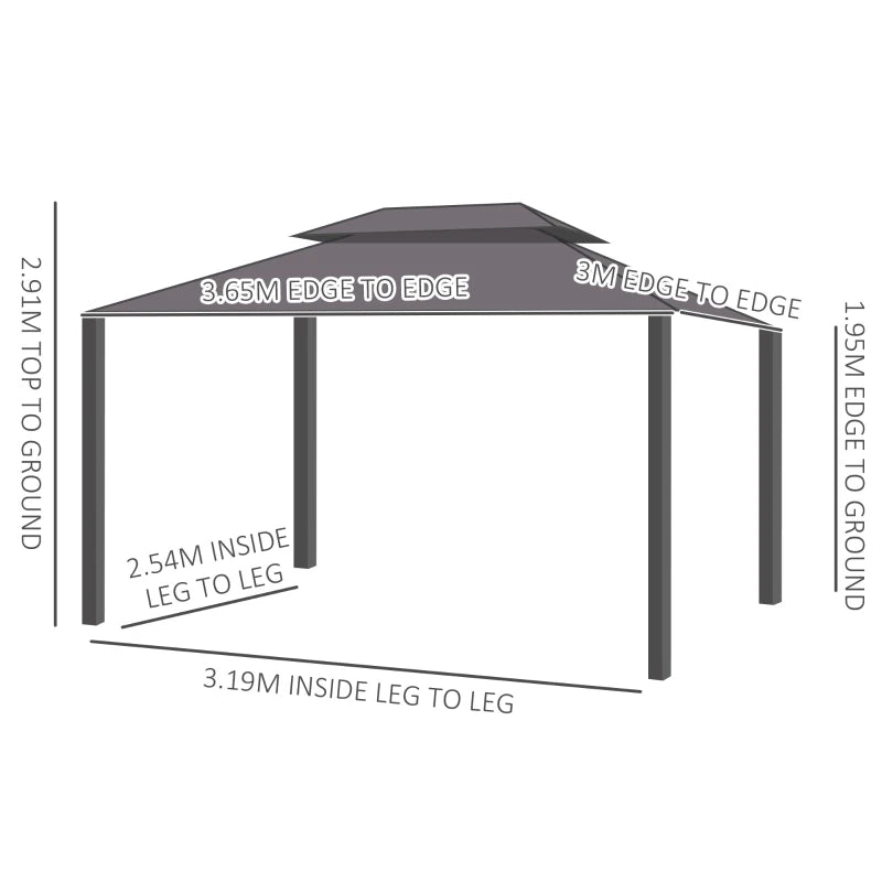 Outsunny Aluminium Hardtop Gazebo 3.65 x 3m